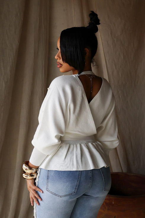 Aubrey Pearl Knit Wrap Sweater